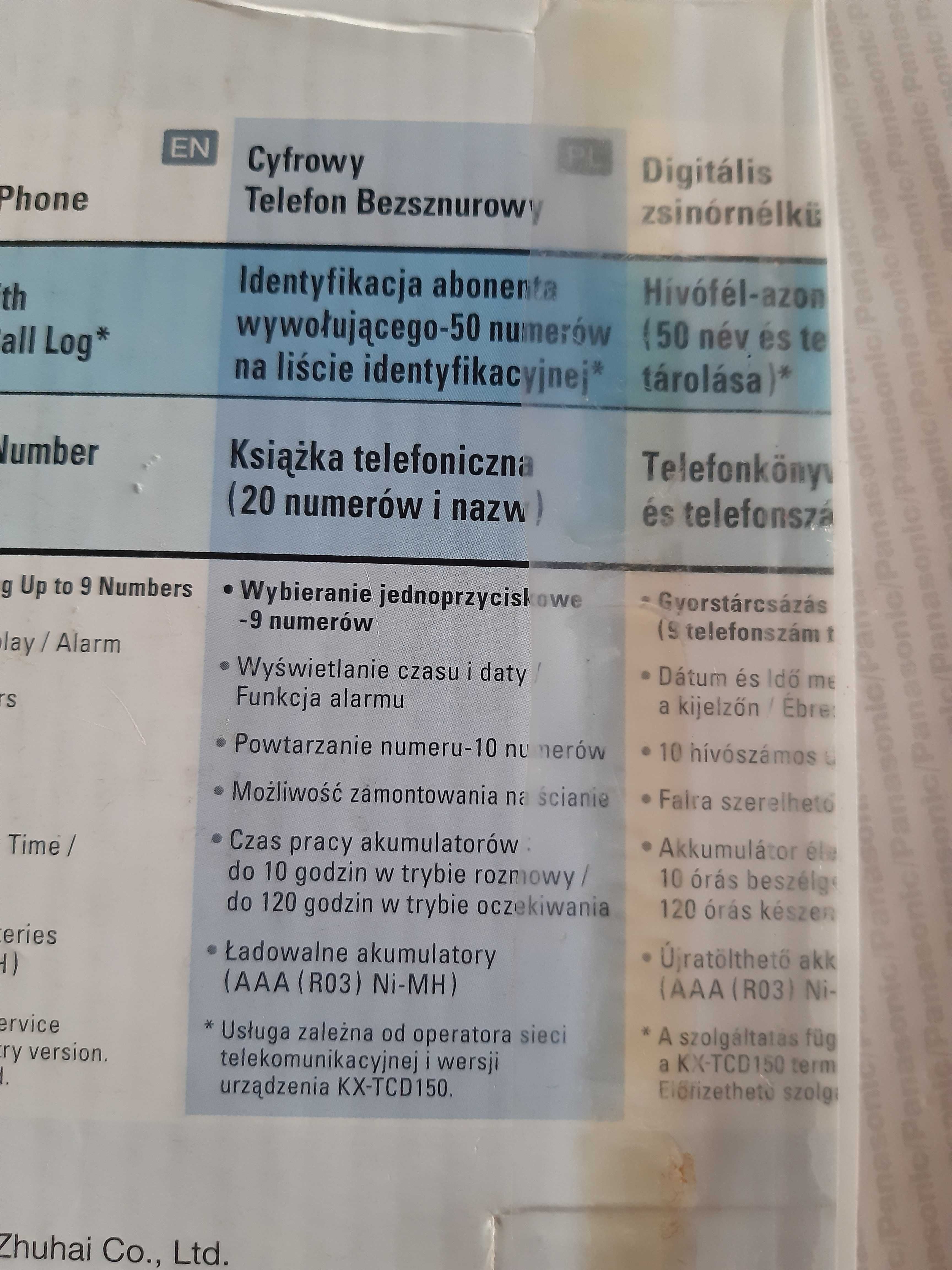 Telefon bezprzewodowy Panasonic KX-TCD150PDB