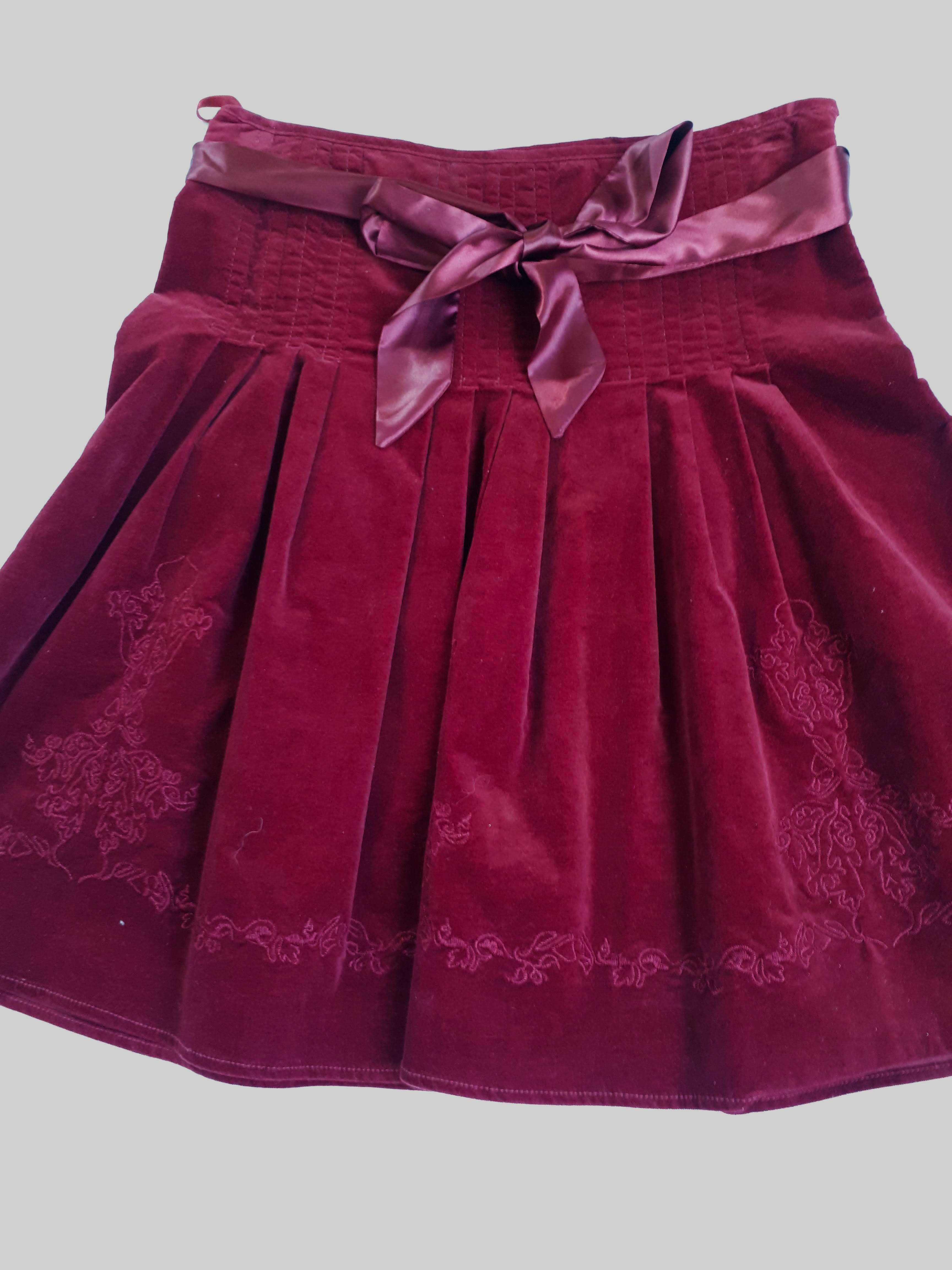 aksamitna spódnica RESERVED haft bordo roz 36 j NOWA