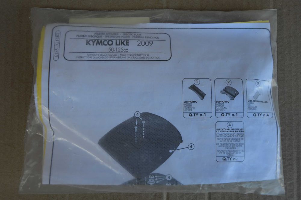 Kymco Like 50/125/200 '09-12r GIVI stelaz pod kufer + plyta