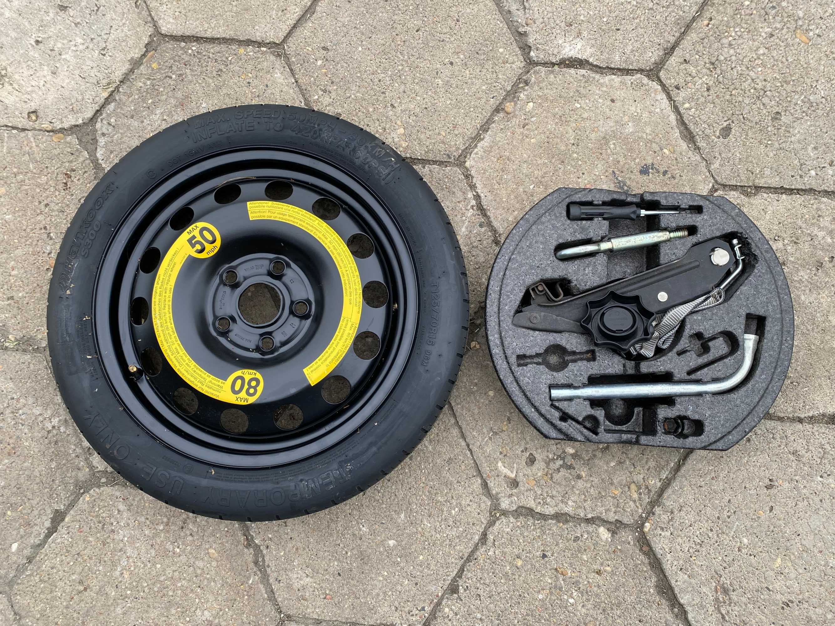 Koło zapas 5x112 16 zestaw lewarek klucz Audi A3 8P Leon A4 B7 B6