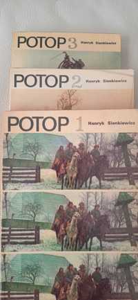 POTOP H.Sienkiewicz wyd. PIW 1974 (3 tomy), ilustracje z filmu Potop