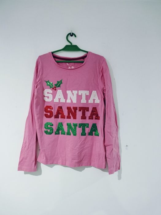 Bawełniana świąteczna bluzka z cekinami na 146cm