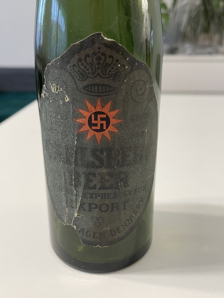 Stara Butelka Carlsberg Beer Export Swastyka przedwojenna Danmark