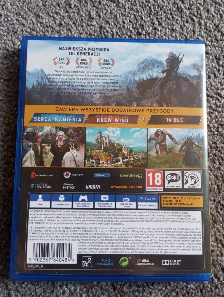Wiedźmin 3 Witcher 3 +dlc ps4 ps5 en pl ru cs hu zh ko