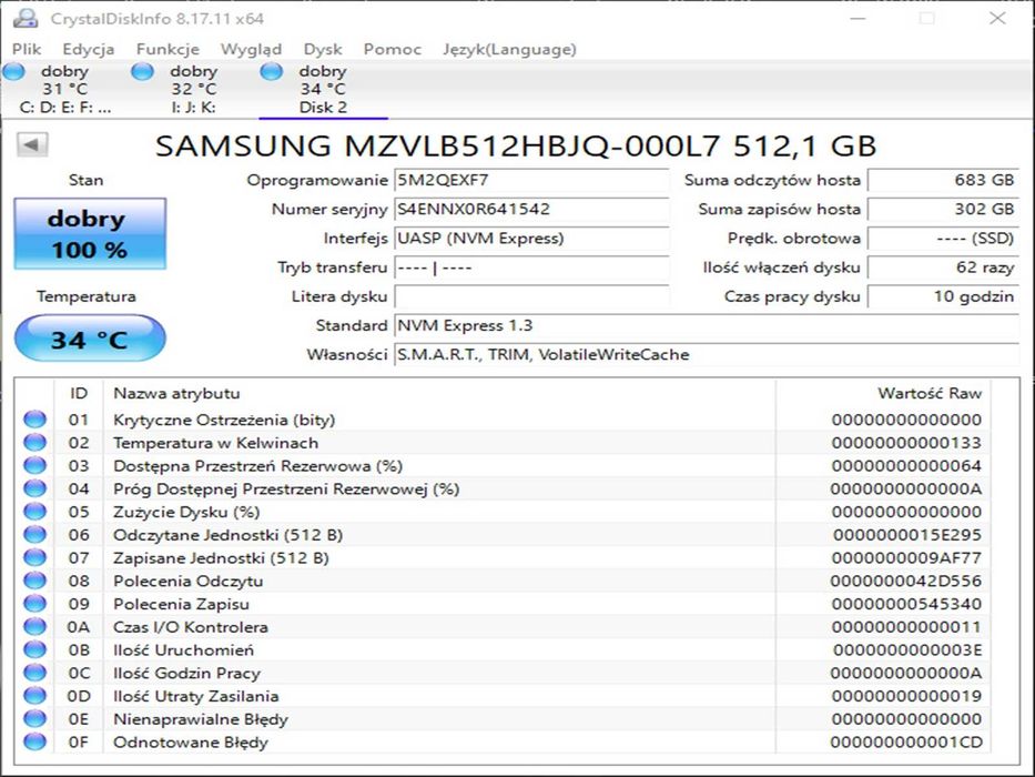 SSD M2 PCie 512GB Samsung Pm981A OpaL