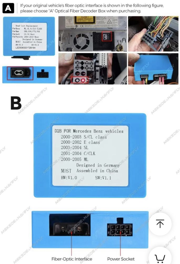 Decoder fibra optica para mercedes-benz (novo)