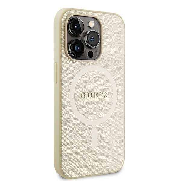 Guess MagSafe iPhone 15 Pro Max 6.7" złoty/gold hardcase Saffiano