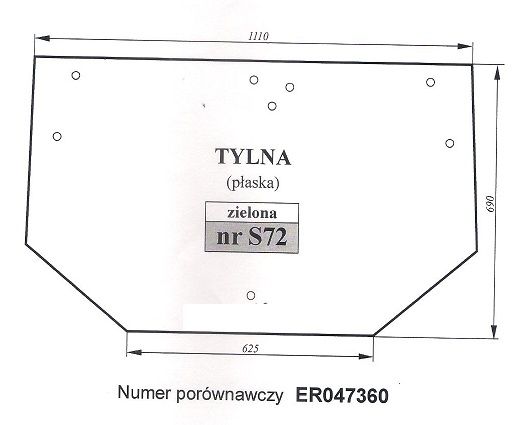 John Deere: 5300, 5310, 5400, 5410, 5500, 5510
- szyba tylna S 72