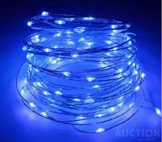 Гірлянда на батарейках 10 метрів, блакитна