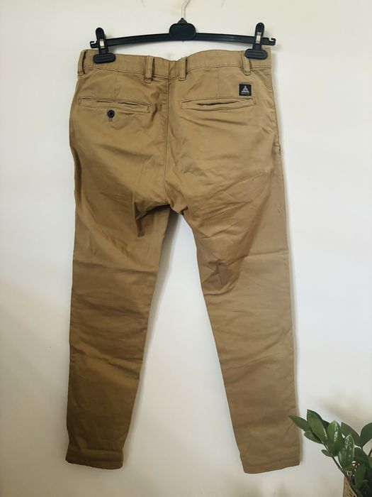 Spodnie męskie prosta nogawka Zara 42 jasne musztardowe beżowe bawełna