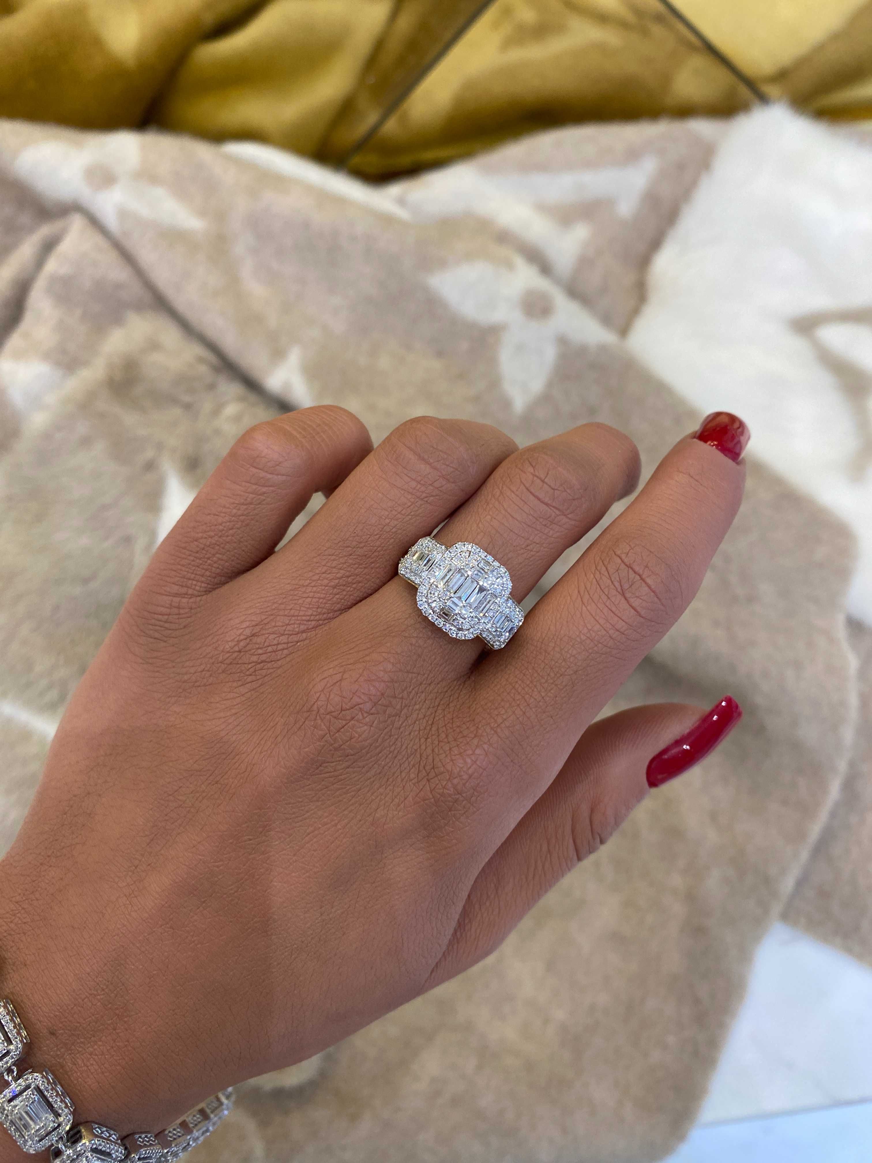 Pierścionek z diamentami naturalnymi 1.40 ct Infinity bagiety