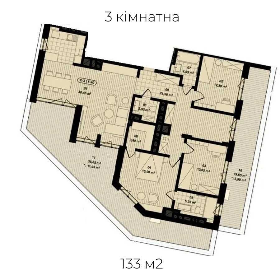 Квартира з панорамою на центр міста та річку, від забудовника