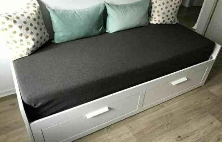Łóżko Ikea Brimnes rozsuwane 80x200/160x200+2szuflady+materace+transpo