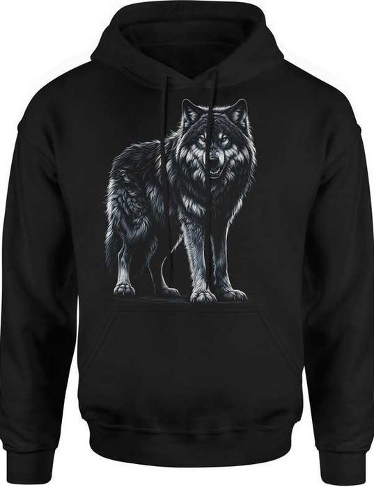 Bluza męska z kapturem z Wilkiem duży Wilk nowa rozm. 3XL