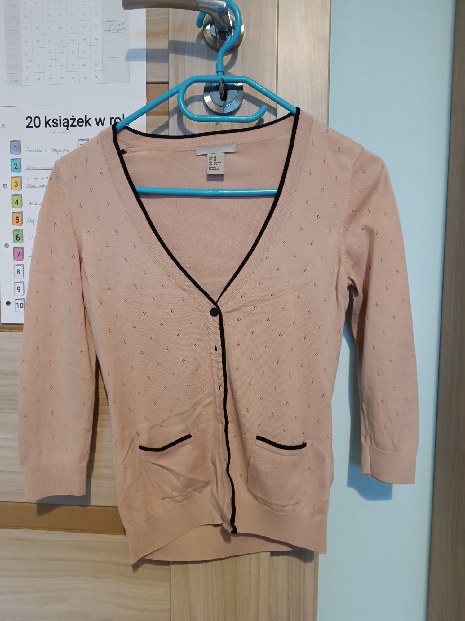 Sweter rękaw 3/4 pudrowy róż H&M XS