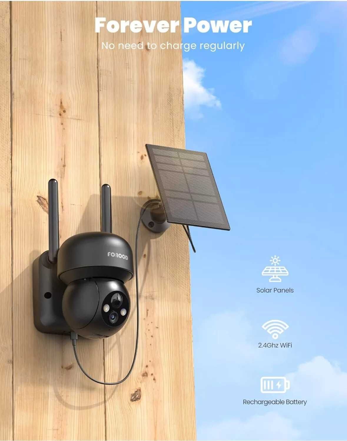 Камера FOAOOD PTZ Solar Powered Waterproof Security Camera - DQ201