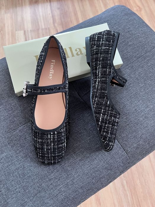 37 Sklep Nowe baleriny damskie zapinane tweedowe XP317