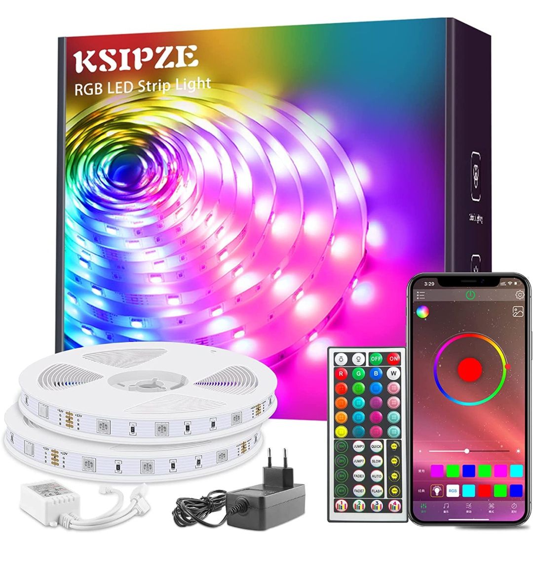 Fita led 30 metros 5050 SMD RGB com APP ksipze SELADO