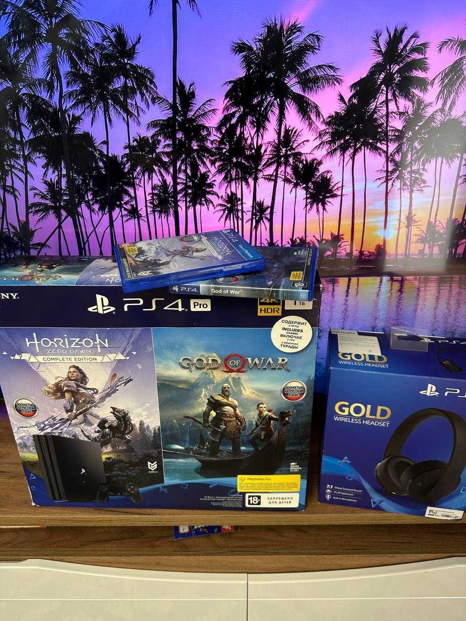 Sony Ps4 pro 1tb + Horison+God of War+ Wireless Headset