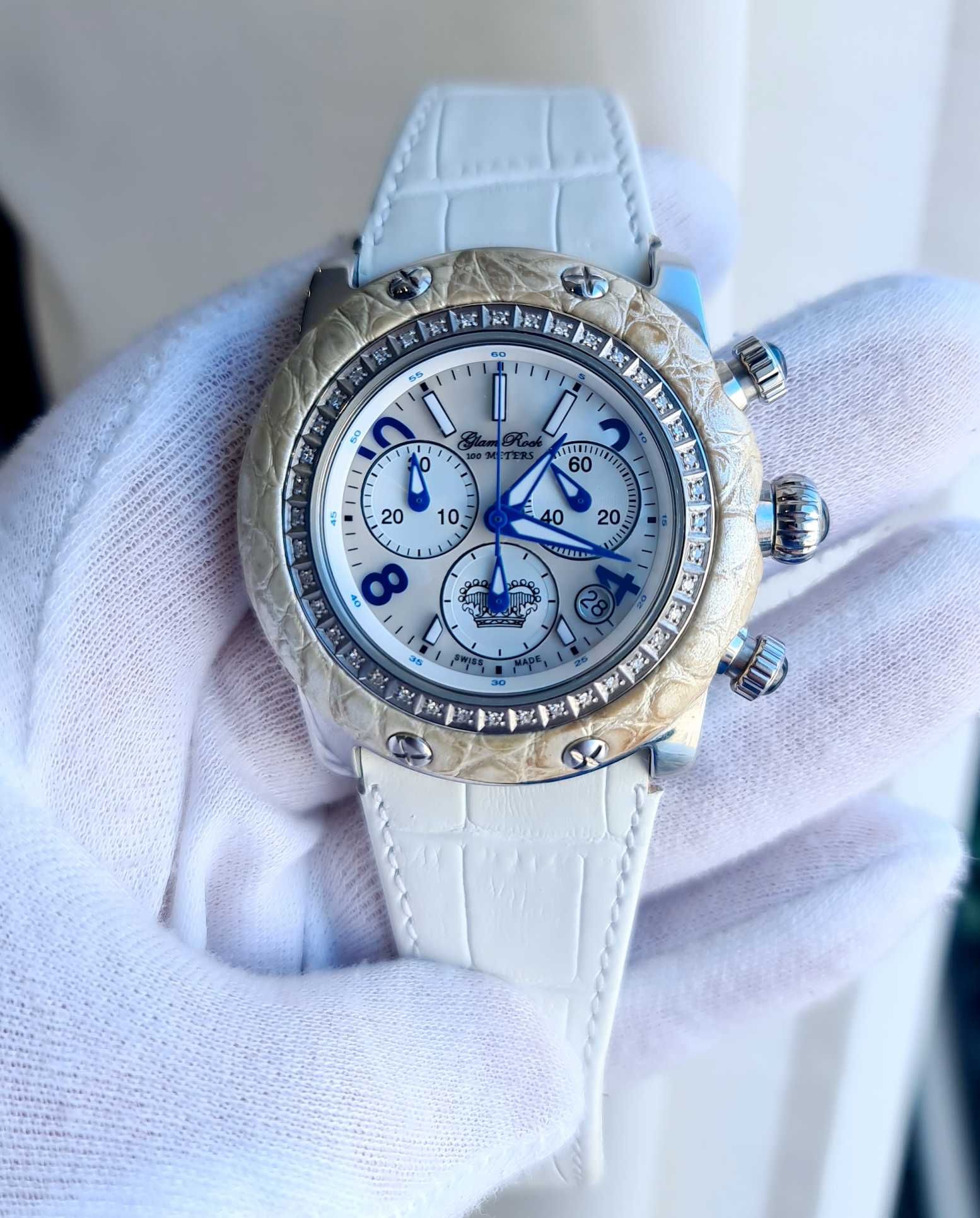 Жіночий годинник Glam Rock Miami GR10108M Swiss Made Diamonds 46 mm