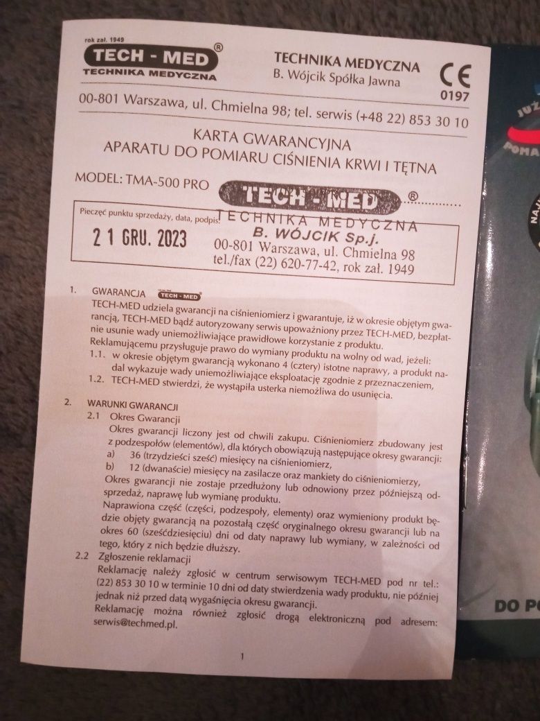 Nowy ciśnieniomerz Tech-Med TMA-500 PRO