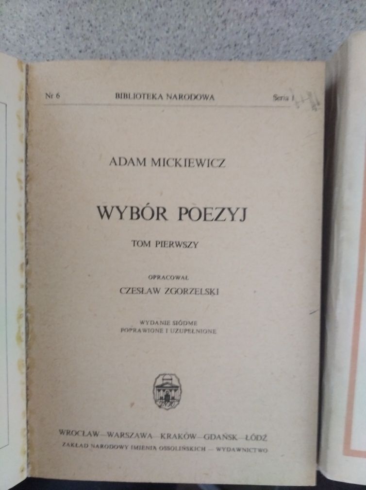 Adam Mickiewicz Wybór poezyj tom 1 i 2 Ossolineum 1986