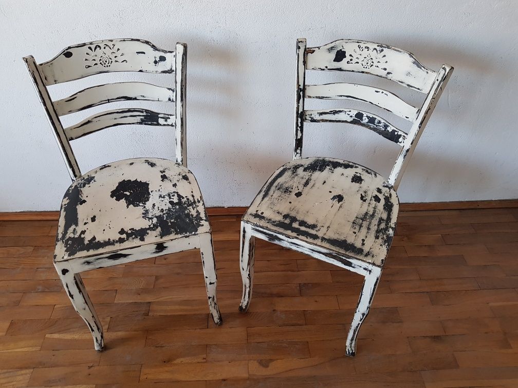 Krzesła 2szt krzesło stylizowane stylowe SHABBY CHIC zdobione DECO wys