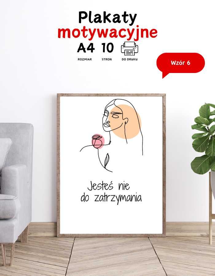 Plakaty motywacyjne na ścianę Line ART do biura A4 do druku