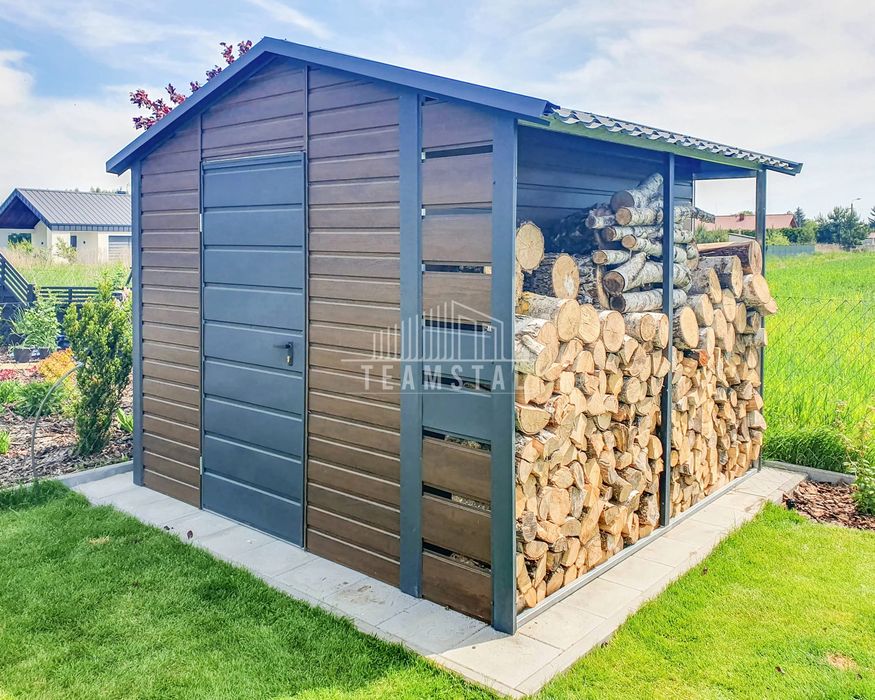 Schowek - Domek Ogrodowy 2,5x3m + Wiata 0,5m - Drewutnia TS731