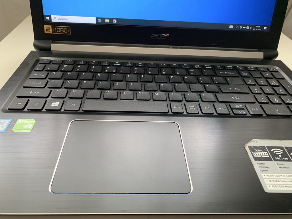 Acer Intel i3 8GB Nowy Dysk SSD-512GB Geforce Bateria 5h Ładny stan