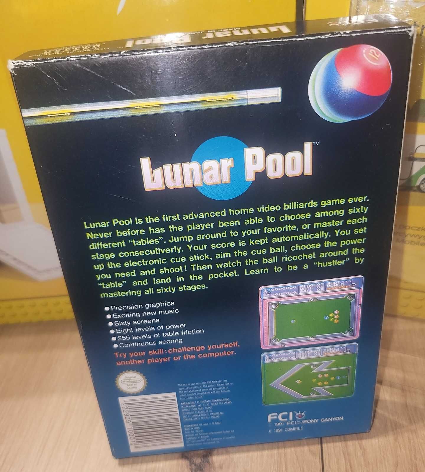 Gra Lunar Pool - NINTENDO NES PAL A - BDB- stan Komplet +Protektor