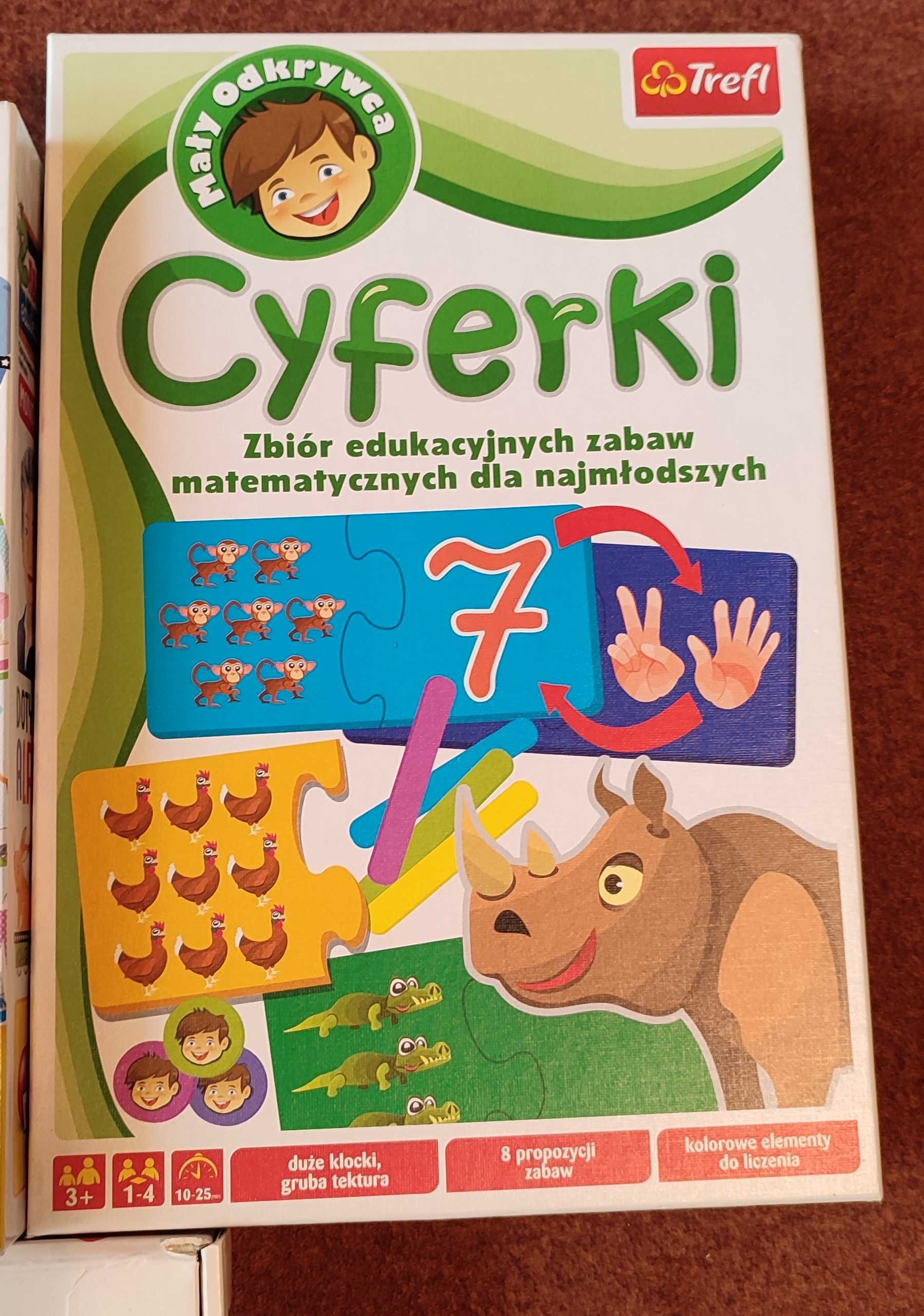 Zestaw czterech gier Liczby, Litery - Alfabet, Memo - angielski kolory
