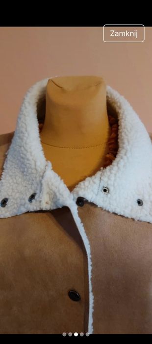 Brązowy damski płaszczyk z kożuszkiem rozmiar L Janina