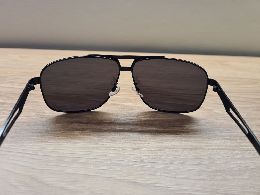 Nowe Męskie Okulary Polaryzacyjne UV400 Przeciwsłoneczne Czarne Pilot