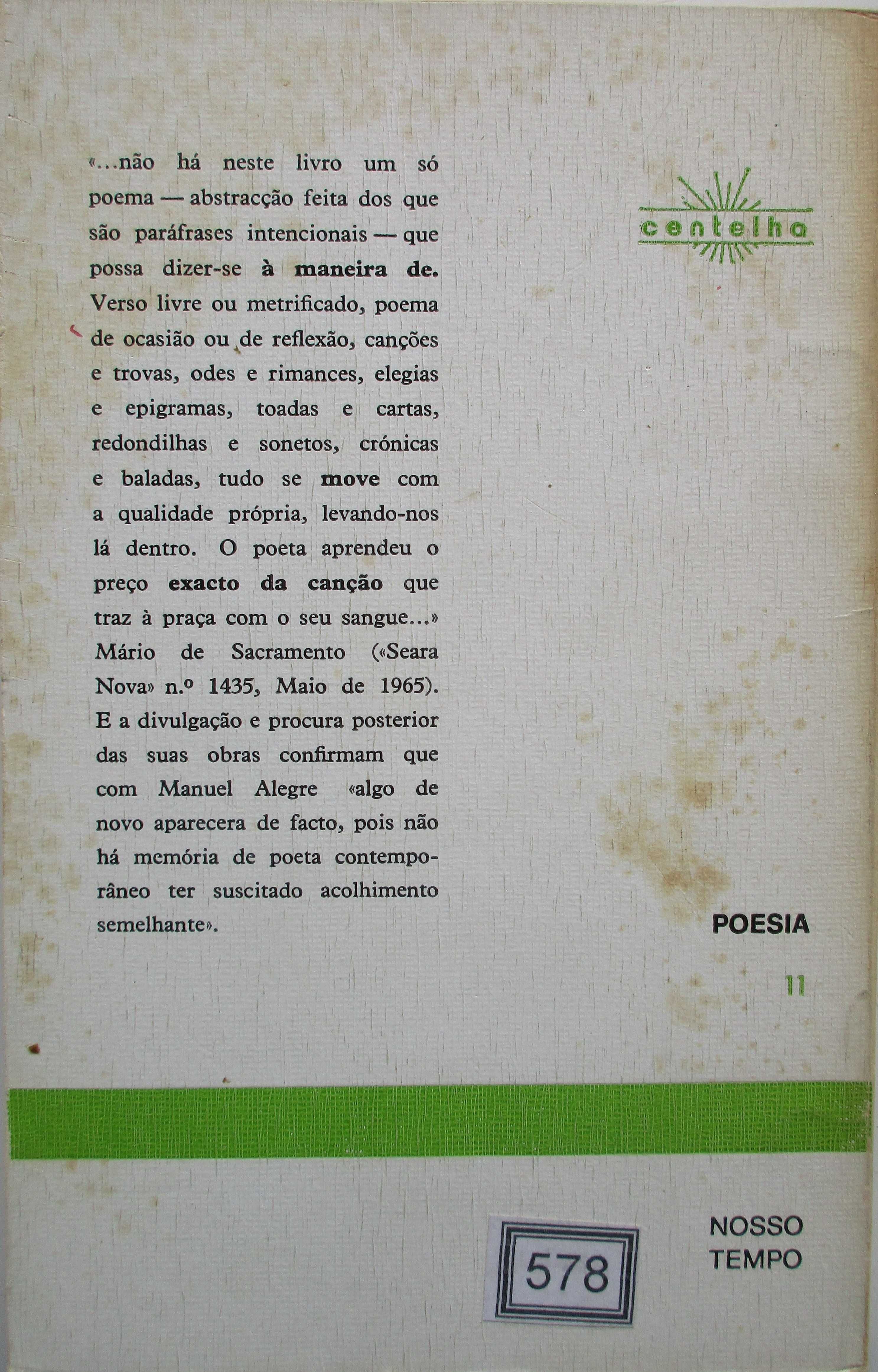 Manuel Alegre - - - A Praça da Canção - - - - - Livro