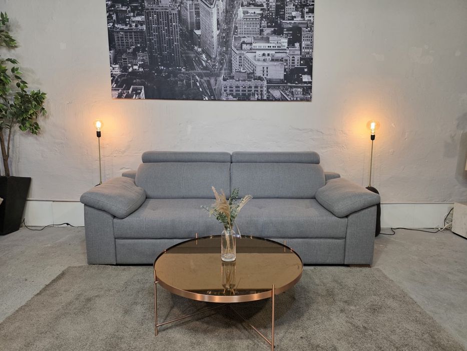 Szara kanapa z regulowanymi zagłówkami | Transport GRATIS