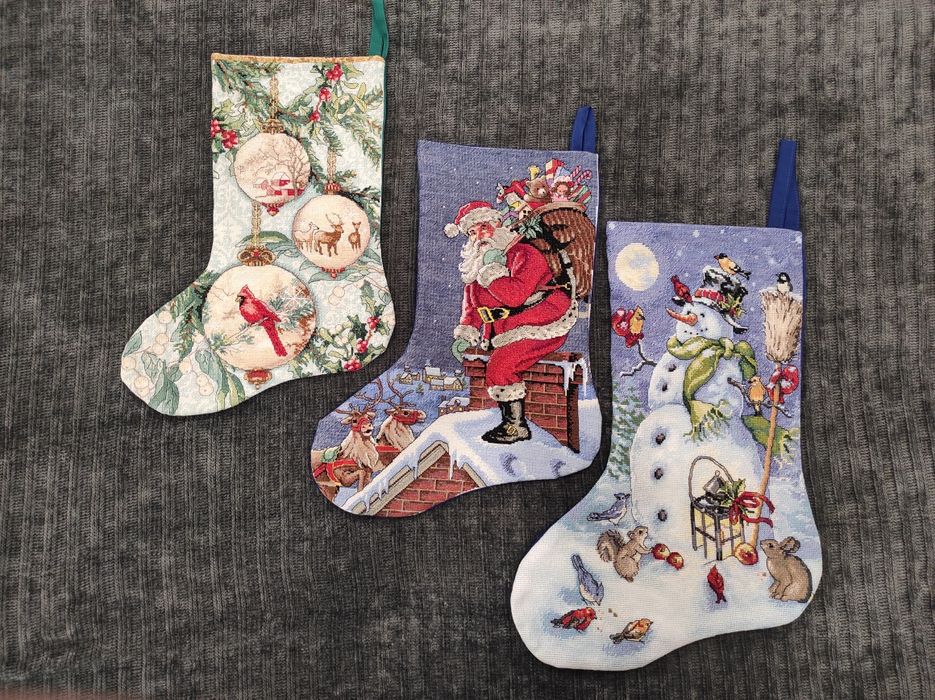 Новорічні чобітки ручної роб (подарунок на новий рік, декор, на камін)