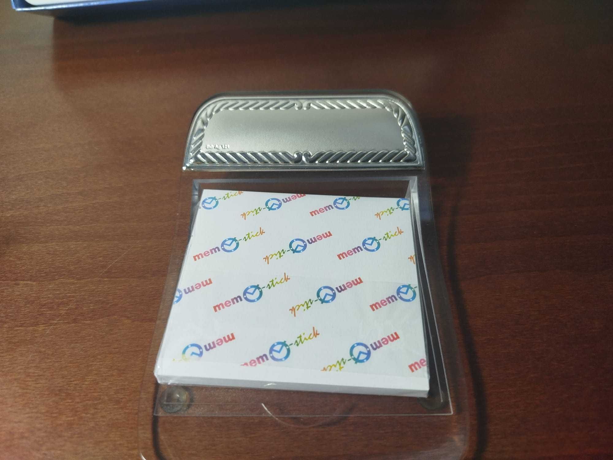 Conjunto Bagutta de prata - Caneta + suporte postite + Porta Envelopes