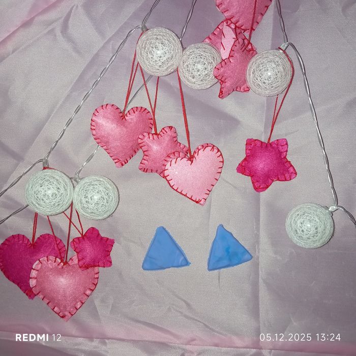 Новорічні Іграшки з фетру сердечка, зірочки