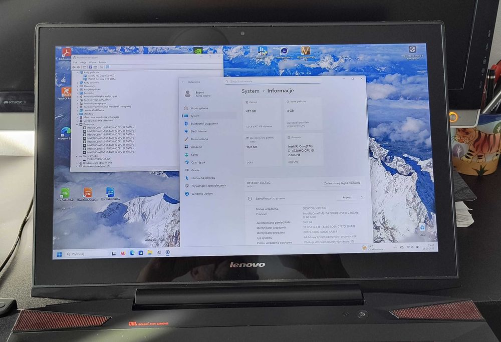 Laptop 17,3" Lenovo Y70-70 Touch, i7-4720HQ, 16GB, GTX 960M, SSD 512GB