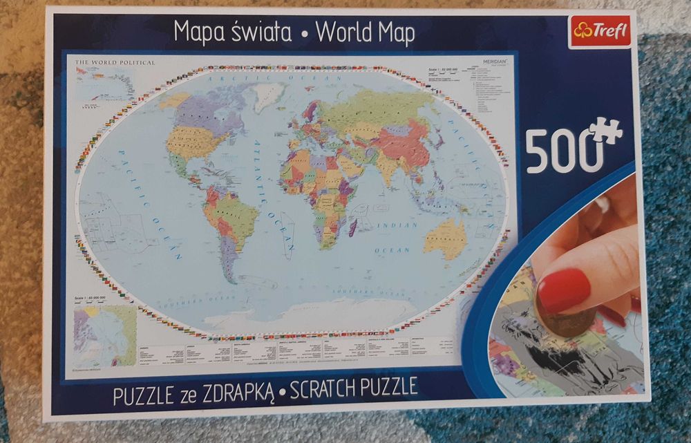 Puzzle Mapa Świata 500.Puzzle za zdrapką.Nowe.Może być odbiór własny
