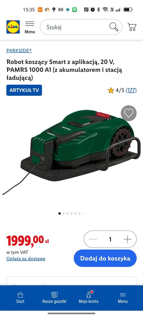 Parkside robot koszący kosiarka Smart z akumulatorem