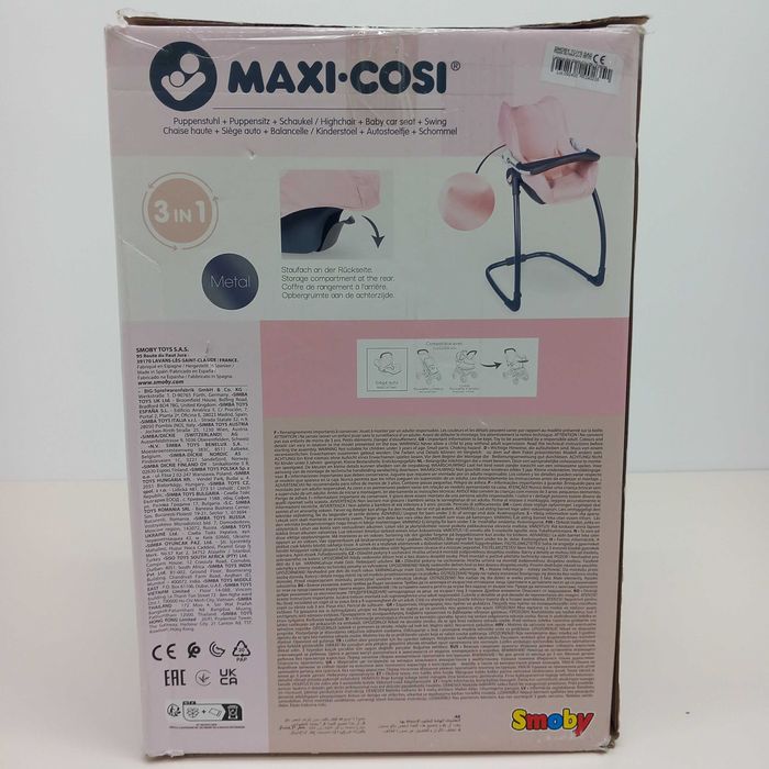 Smoby 240235 krzesełko do karmienia, huśtawka, nosidełko 3w1