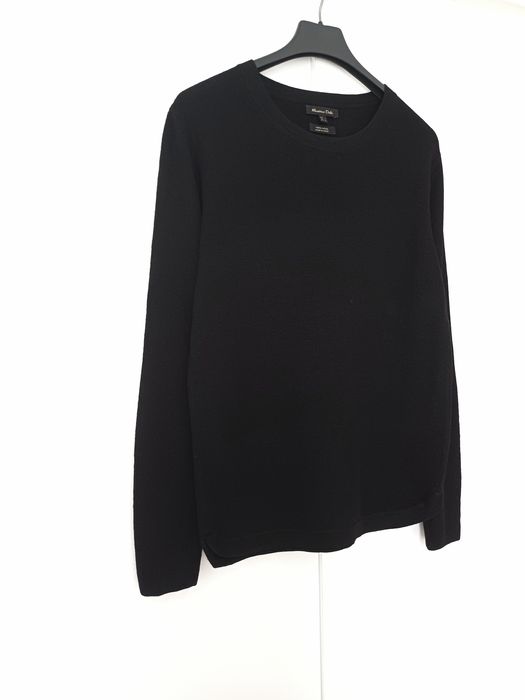 Massimo Dutti wełniany sweter 100% wełna czarny okrągły dekolt