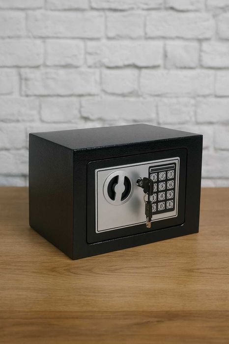 Sejf domowy elektroniczny z szyfrem i kluczem | na pieniądze i klucze