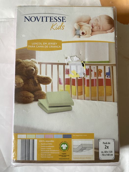 2 lençóis de elásticos rosa para cama bebé