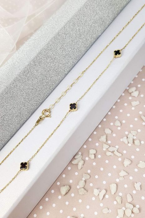 Złota celebrytka z koniczynką marokańska