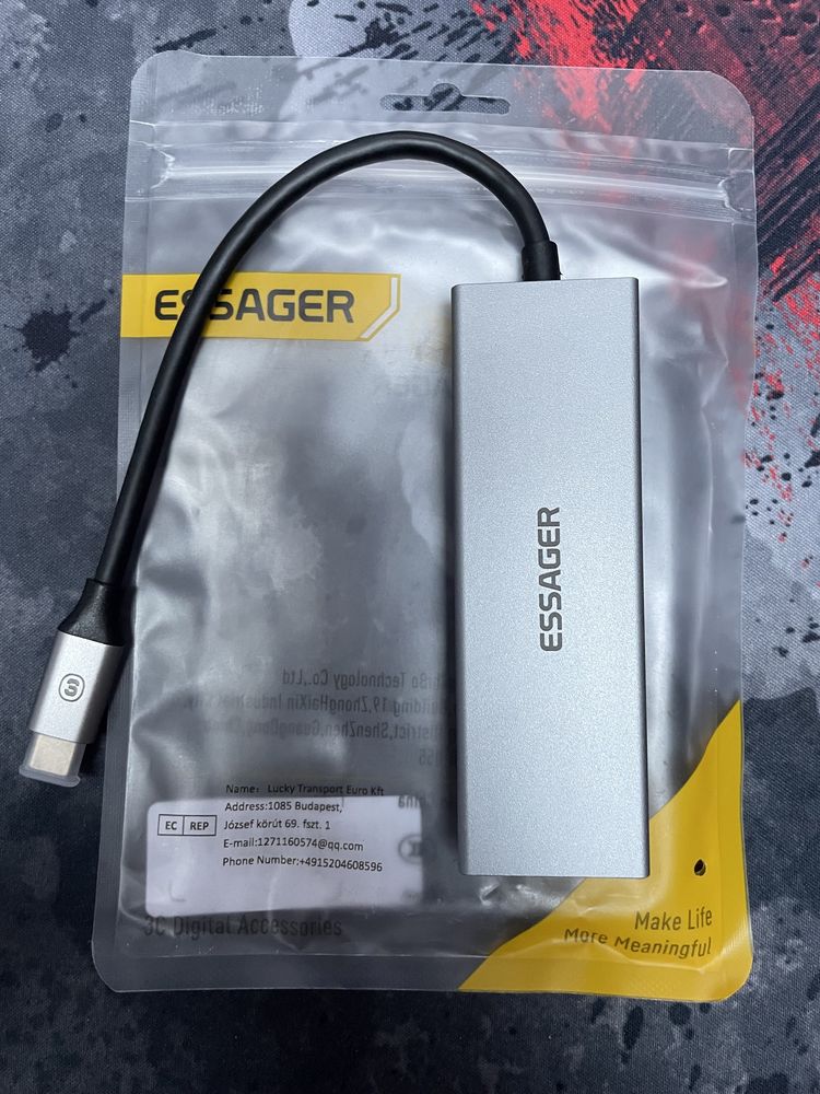 Essager Usb type c Hub адаптер 5 в 1 HDMI card reader SD TF macbook