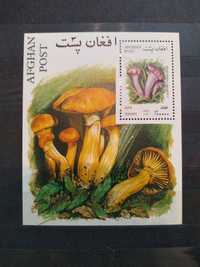 Znaczek blok Afganistan 2001 flora grzyby