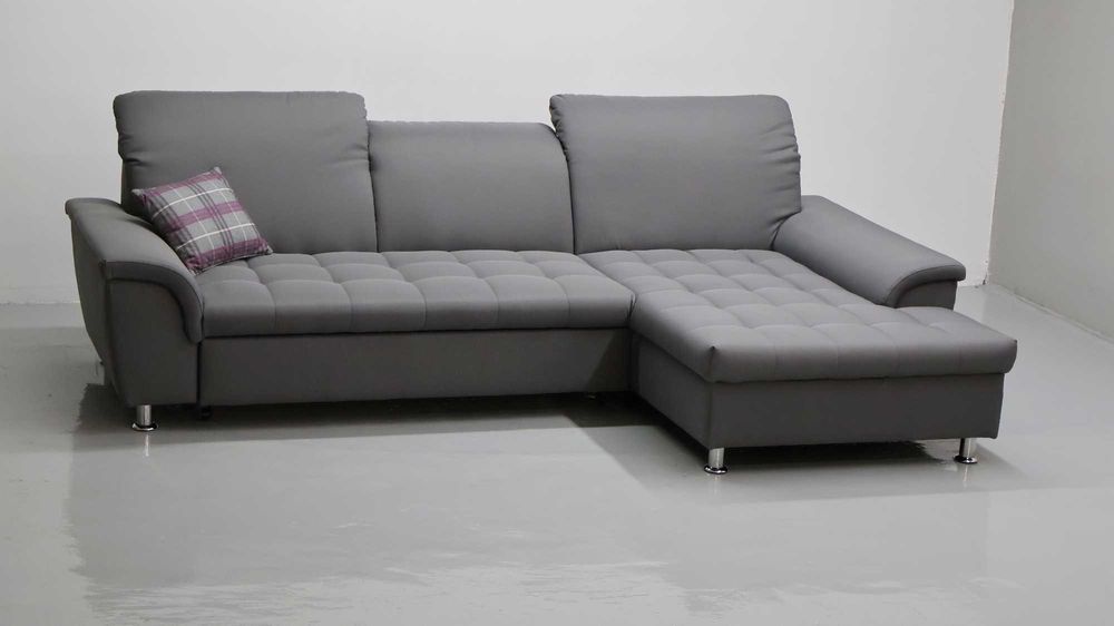 TIX Narożnik funkcja spania szara tkanina kanapa rogówka sofa oparcie